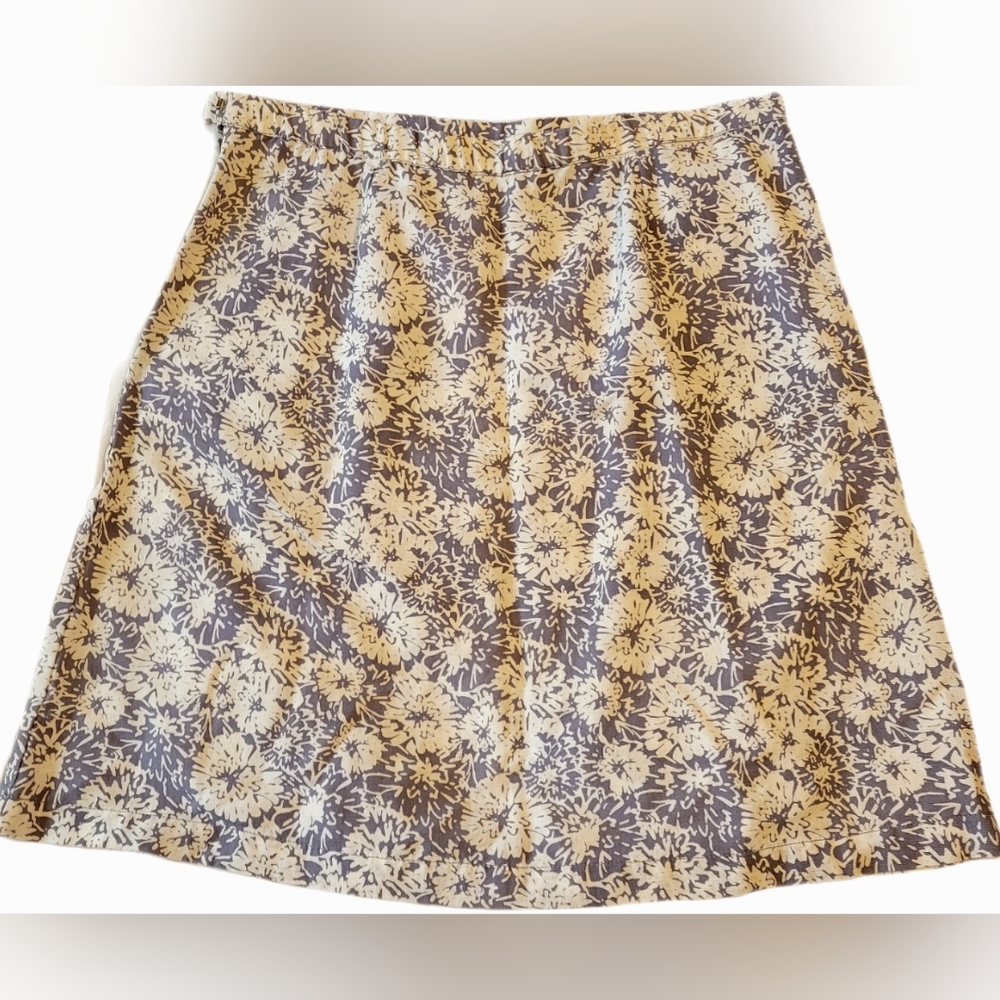 L.L Bean womans classic fit A-line linen & cotton blend floral skirt size large - Picture 2 of 14